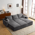 GDFStudio - Olivia Morgan Ultra-Soft Modular 110-Inch L-Shaped Cloud Sofa With No-Assembly, Full-Compression Comfort