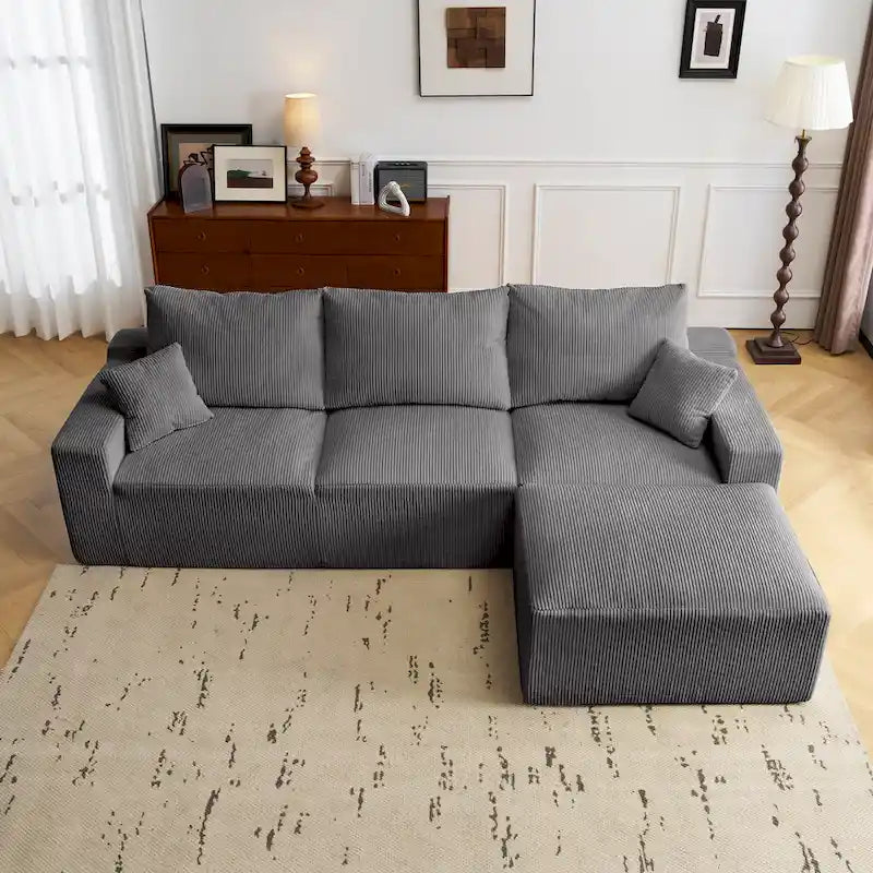 GDFStudio - Olivia Morgan Ultra-Soft Modular 110-Inch L-Shaped Cloud Sofa With No-Assembly, Full-Compression Comfort