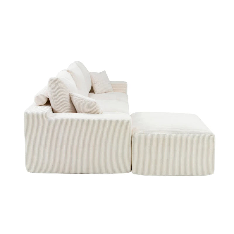 GDFStudio - Olivia Morgan Ultra-Soft Modular 110-Inch L-Shaped Cloud Sofa With No-Assembly, Full-Compression Comfort