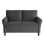 Brown Velvet Upholstery 1Pc Comfort Loveseat Plush Seatbacks Tufted Detail Solid Wood Frame Modern Living Room Furniture