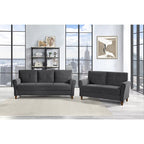 Brown Velvet Upholstery 1Pc Comfort Loveseat Plush Seatbacks Tufted Detail Solid Wood Frame Modern Living Room Furniture