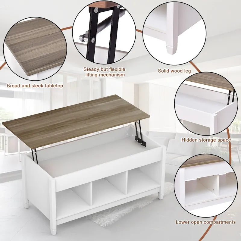 Costway Lift Top Coffee Table w/ Hidden Compartment and Storage