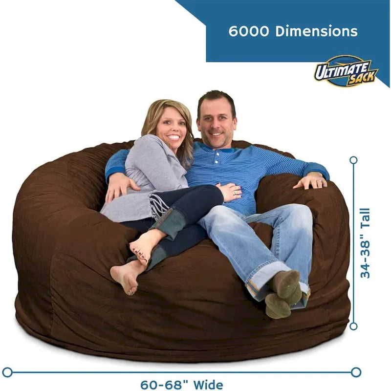 Ultimate Sack 6ft Bean Bag Chair, Oversized Indoor Comfy Lounger, Blue Suede