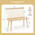 Costway Entryway Bench for 2 Windsor Rubber Wood Dining Bench with - See Details