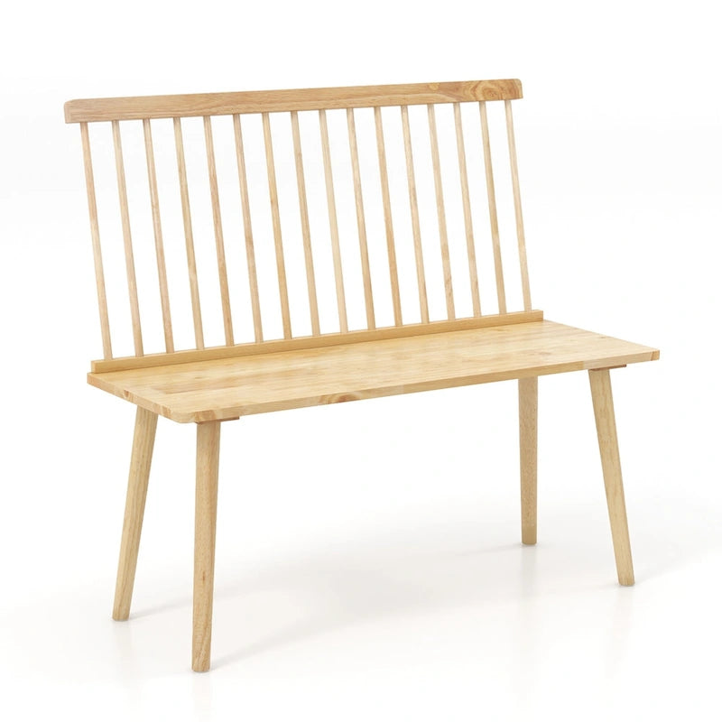 Costway Entryway Bench for 2 Windsor Rubber Wood Dining Bench with - See Details