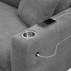 134 Corduroy Sectional Sofa with L-Shaped Cloud Couch and USB Charging & 50 Chaise (330lb Capacity)