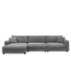 134 Corduroy Sectional Sofa with L-Shaped Cloud Couch and USB Charging & 50 Chaise (330lb Capacity)