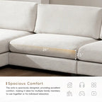 134 Corduroy Sectional Sofa with L-Shaped Cloud Couch and USB Charging & 50 Chaise (330lb Capacity)