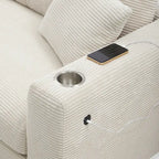 134 Corduroy Sectional Sofa with L-Shaped Cloud Couch and USB Charging & 50 Chaise (330lb Capacity)