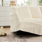 83.4 Corduroy 2-Seater Sofa Set with 2 Ottomans & Sleeper Function and Removable Slipcovers