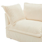83.4 Corduroy 2-Seater Sofa Set with 2 Ottomans & Sleeper Function and Removable Slipcovers