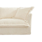 83.4 Corduroy 2-Seater Sofa Set with 2 Ottomans & Sleeper Function and Removable Slipcovers