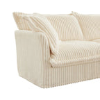 83.4 Corduroy 2-Seater Sofa Set with 2 Ottomans & Sleeper Function and Removable Slipcovers