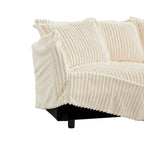 83.4 Corduroy 2-Seater Sofa Set with 2 Ottomans & Sleeper Function and Removable Slipcovers