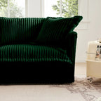 83.4 Corduroy 2-Seater Sofa Set with 2 Ottomans & Sleeper Function and Removable Slipcovers