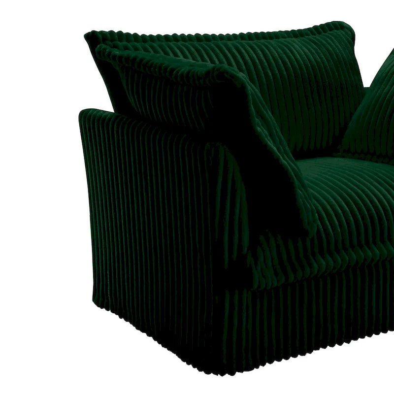 83.4 Corduroy 2-Seater Sofa Set with 2 Ottomans & Sleeper Function and Removable Slipcovers