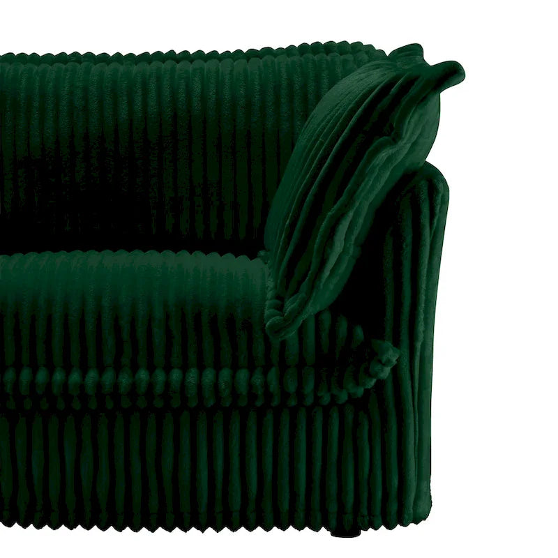 83.4 Corduroy 2-Seater Sofa Set with 2 Ottomans & Sleeper Function and Removable Slipcovers