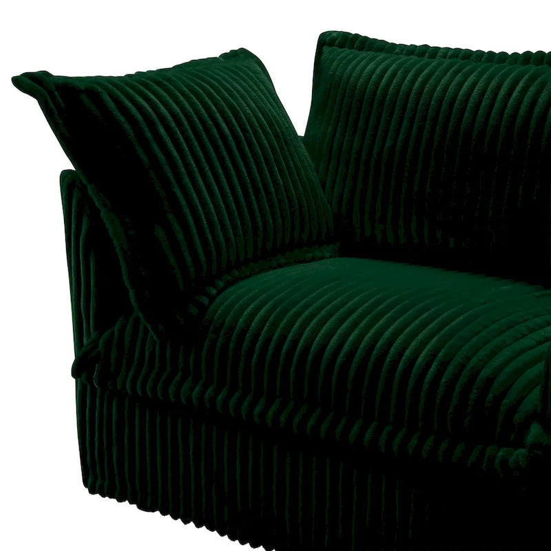 83.4 Corduroy 2-Seater Sofa Set with 2 Ottomans & Sleeper Function and Removable Slipcovers