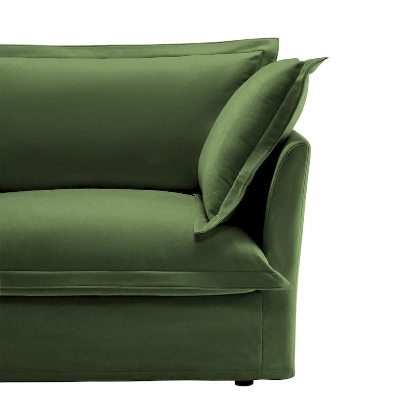 120 Chenille L-Shaped Sectional with Convertible Ottoman & 2 Pillows and 3-Seater Cloud Couch