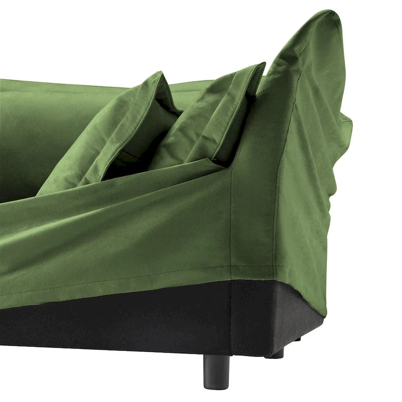 120 Chenille L-Shaped Sectional with Convertible Ottoman & 2 Pillows and 3-Seater Cloud Couch