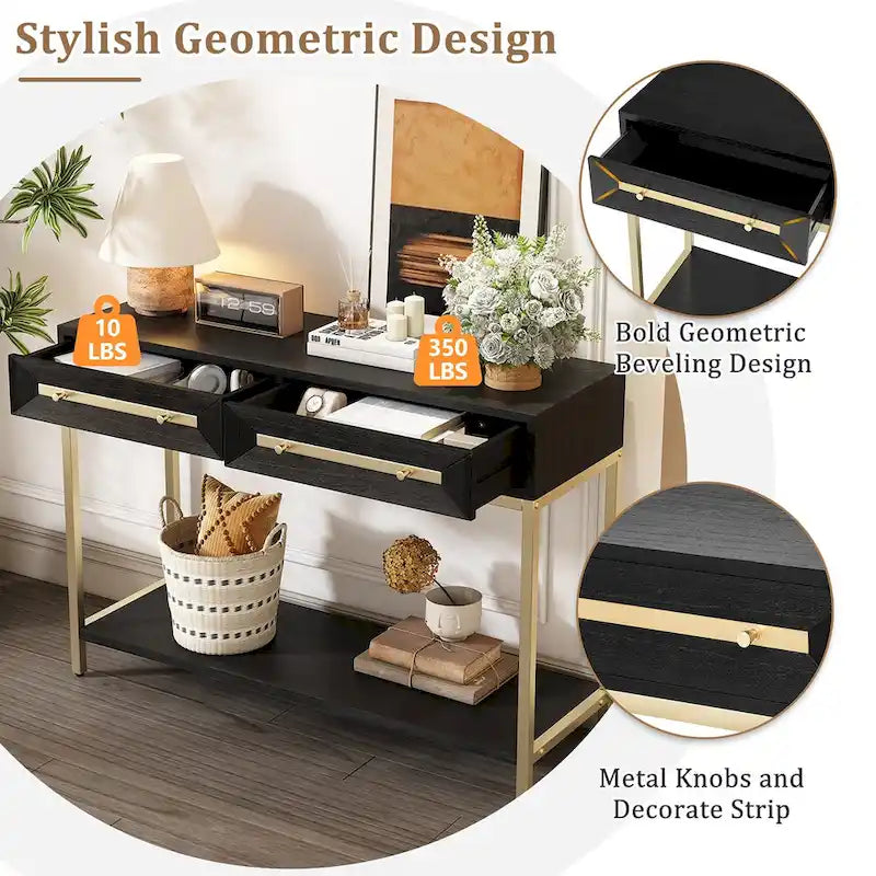 Wood Console Entryway Table with 2 Drawers for Living Room, Entryway