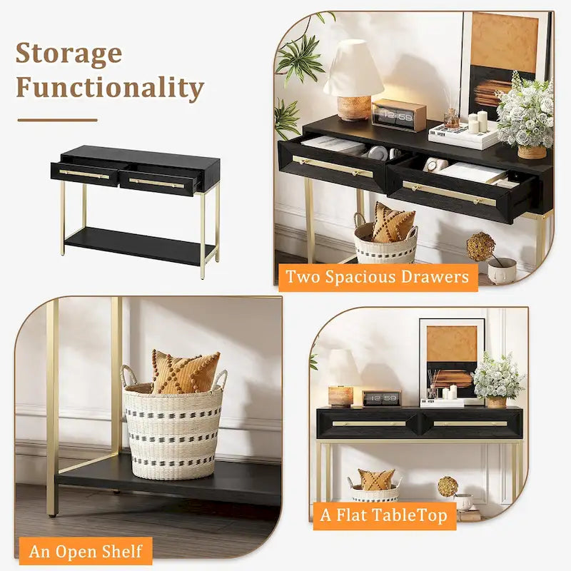 Wood Console Entryway Table with 2 Drawers for Living Room, Entryway