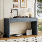 Curved Wooden Entryway Console Table with Storage, 2 Drawers, Rustic