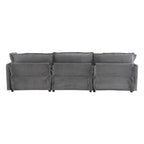 Sectional Sofa with Movable Ottoman Corduroy L-Shaped Upholstered Deep Seat Couch with Lumbar Pillows and Side Pockets