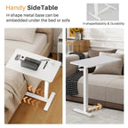 27.56 in. White Laptop Desk with Wheels, Adjustable Height Overbed Bedside Table Mobile Standing Desk