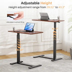 27.56 in. White Laptop Desk with Wheels, Adjustable Height Overbed Bedside Table Mobile Standing Desk
