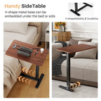 27.56 in. White Laptop Desk with Wheels, Adjustable Height Overbed Bedside Table Mobile Standing Desk