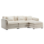 Modular L-Shaped Sectional Sofa, Chenille Fabric 3-Seater Sofa Couch with Chaise and Detachable Armrests for Living Room