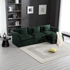 Modular L-Shaped Sectional Sofa, Chenille Fabric 3-Seater Sofa Couch with Chaise and Detachable Armrests for Living Room