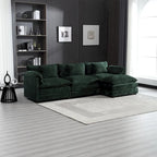 Modular L-Shaped Sectional Sofa, Chenille Fabric 3-Seater Sofa Couch with Chaise and Detachable Armrests for Living Room
