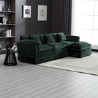 Modular L-Shaped Sectional Sofa, Chenille Fabric 3-Seater Sofa Couch with Chaise and Detachable Armrests for Living Room