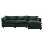 Modular L-Shaped Sectional Sofa, Chenille Fabric 3-Seater Sofa Couch with Chaise and Detachable Armrests for Living Room