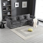 Modular L-Shaped Sectional Sofa, Chenille Fabric 3-Seater Sofa Couch with Chaise and Detachable Armrests for Living Room