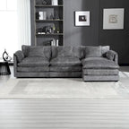 Modular L-Shaped Sectional Sofa, Chenille Fabric 3-Seater Sofa Couch with Chaise and Detachable Armrests for Living Room