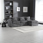 Modular L-Shaped Sectional Sofa, Chenille Fabric 3-Seater Sofa Couch with Chaise and Detachable Armrests for Living Room