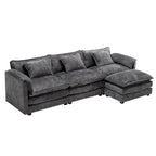 Modular L-Shaped Sectional Sofa, Chenille Fabric 3-Seater Sofa Couch with Chaise and Detachable Armrests for Living Room