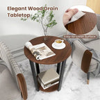 Gymax Industrial End Table Sofa Side Table Set ot 2 Nightstand w/