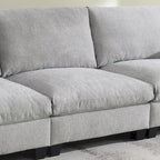 96 Chenille Smart Sectional Sofa with Bluetooth Speaker, Drop-Down Table & USB Charger and 3-Seater Cloud Couch