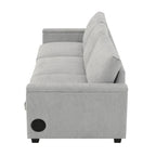 96 Chenille Smart Sectional Sofa with Bluetooth Speaker, Drop-Down Table & USB Charger and 3-Seater Cloud Couch