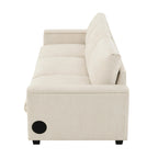 96 Chenille Smart Sectional Sofa with Bluetooth Speaker, Drop-Down Table & USB Charger and 3-Seater Cloud Couch