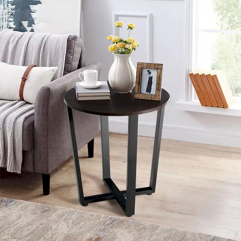 Costway Set of 2 Industrial End Table Sofa Side Table Nightstand Shelf