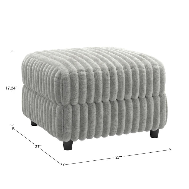 Veyron Furry Channel Fabric Down-filled L-Shape 4-Seat Modular Sectional Sofa with Ottoman by iNSPIRE Q Modern
