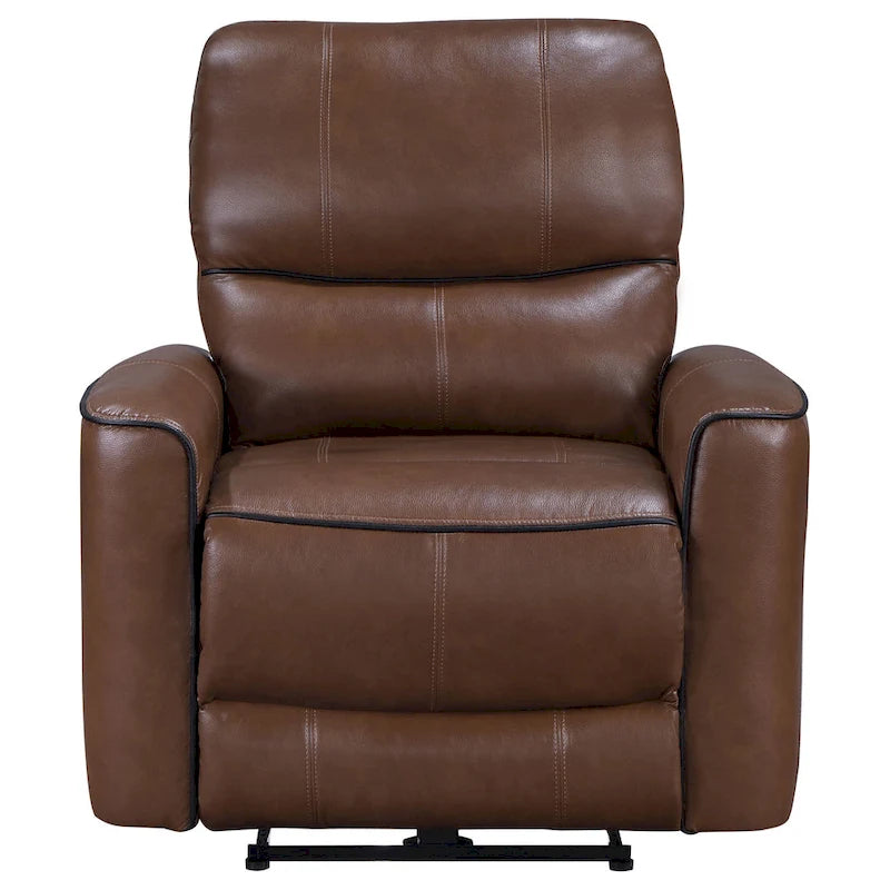 Lima Power Recliner Chair, Brown Faux Leather, USB Port, Foam Cushions