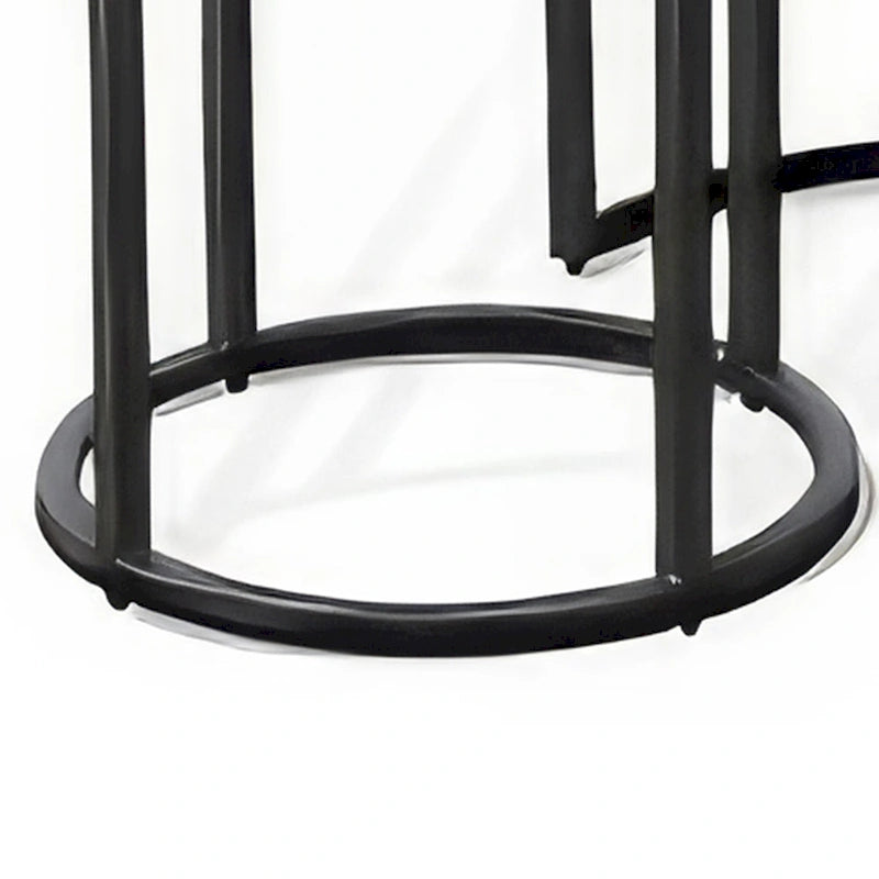 Flint 2 Piece Nesting Table Set, Dark Brown Mahogany, Black Metal Base