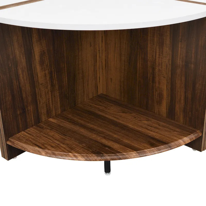 Industrial Round Coffee Table Double Layer Coffee Table with Storage Space, for Living Room Garden, White
