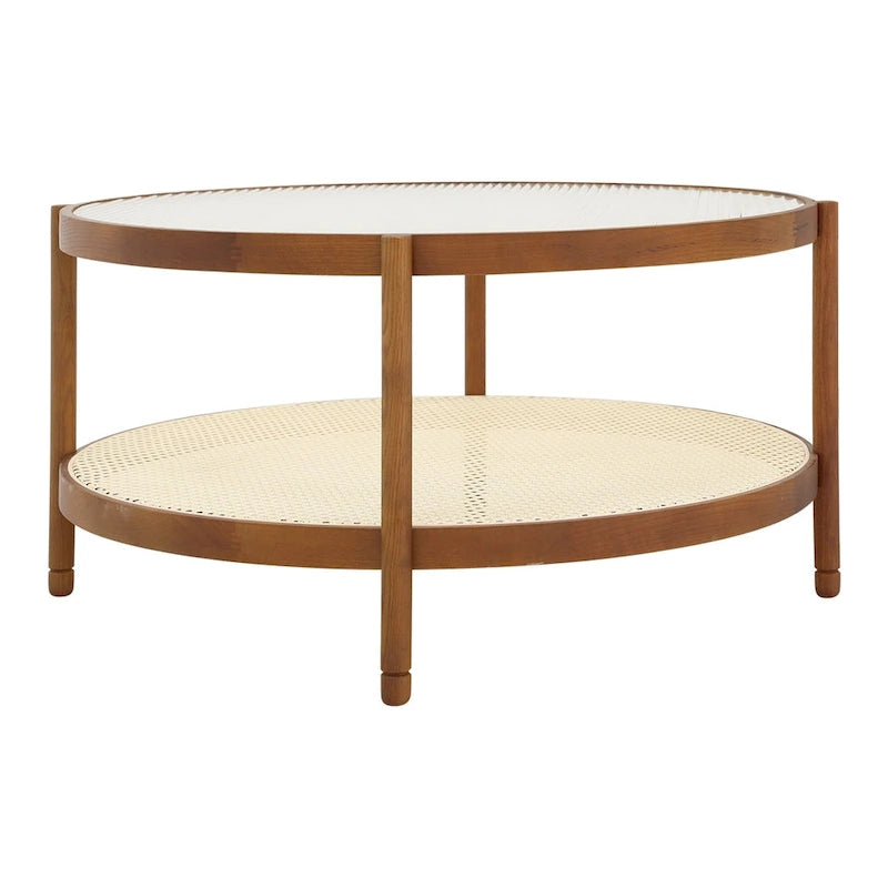 Modern Farmhouse Coffee Table Set Nesting Round Wooden Table Side Table Set for Living Room, Bedroom